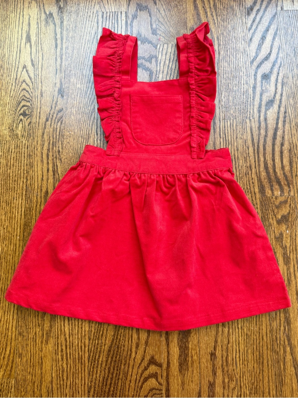 NWOT Red Ruffle Pinafore Dress 2T